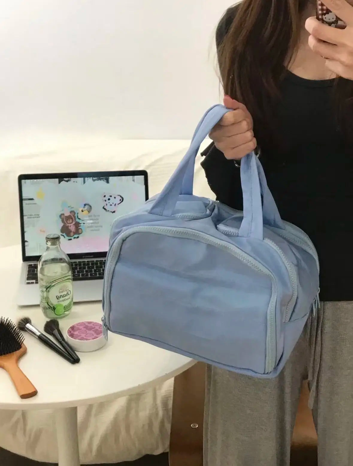 Multi opening makeup bag, suitable for commuting, travel, and home, suitable for makeup and grooming storage