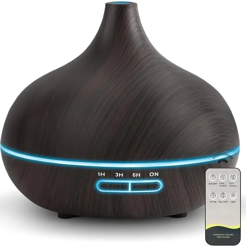 Diffuser For Home Wood Grain Aroma Diffuser with Remote Control Timer  6 Oil Set - 550ml Cool Mist Humidifier for Large Room