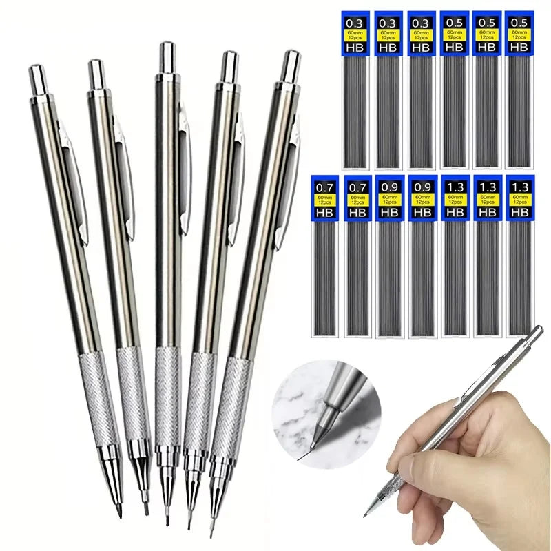 Full Metal Mechanical Pencil 0.3/0.5/0.7/0.9/1.3/2.0mm Replaceable Refills Office & School Art Supplies Drawing Writing Sketchin