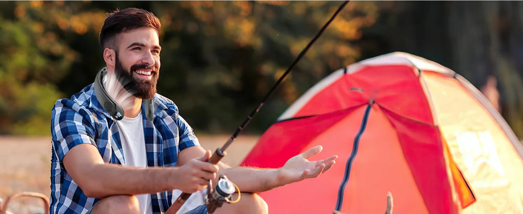 Portable Neck Fan 4 Turbo Neck Fan 4000mAh Battery Operated USB Rechargeable Personal Fan, 3 Speeds, 360° Cooling Air Fan