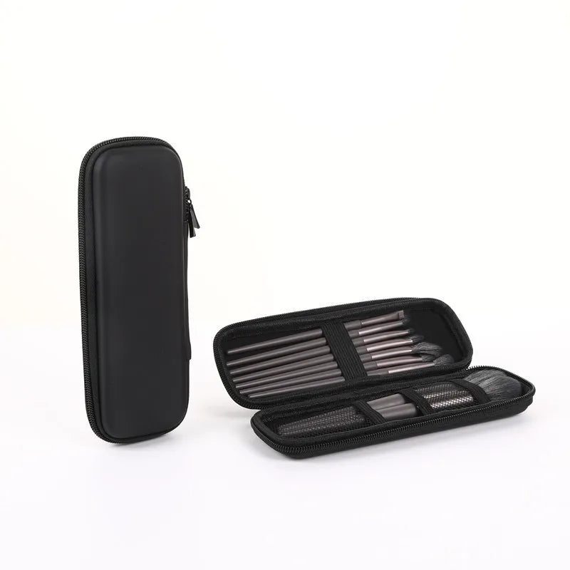 1pc Black Cosmetic Bag Waterproof Double Zipper Makeup Brushes Case Women Storage Bags Portable Travel Brush Holder Makeup Case