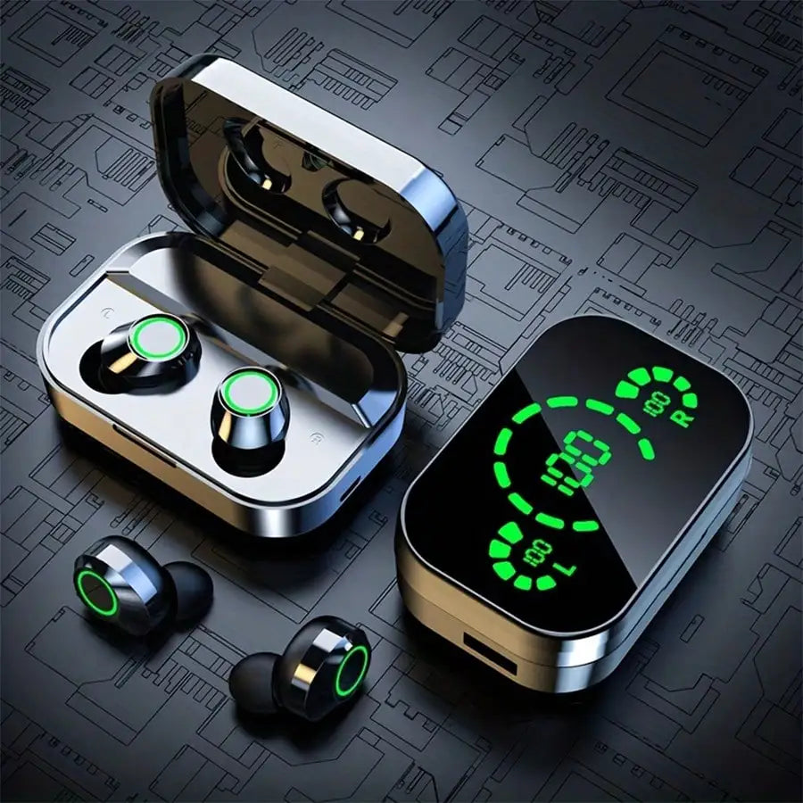 A Pair Of True Wireless Earbuds With Digital LED Battery Display, TWS In Ear Headphones With ENC Noise Reduction Function, Built-In Condenser Microphone, Sports And Fitness Headphones, Deep Bass, Type-C Rechargeable Case, Lit