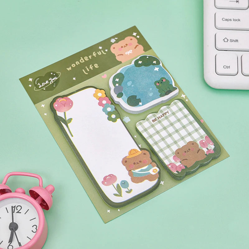 1 Piece Cartoon Adhesive Cute Animals Notes Notepad Memo Pad Stationery Sticker