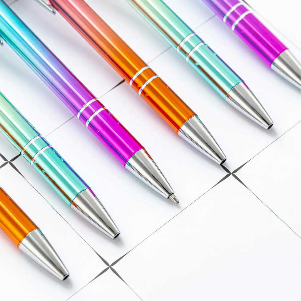 Ellen Brook 1 PCS Stationery Office School Supplies Gradient Color Press Touch Screen Ballpoint Pen Cute Metal Pens