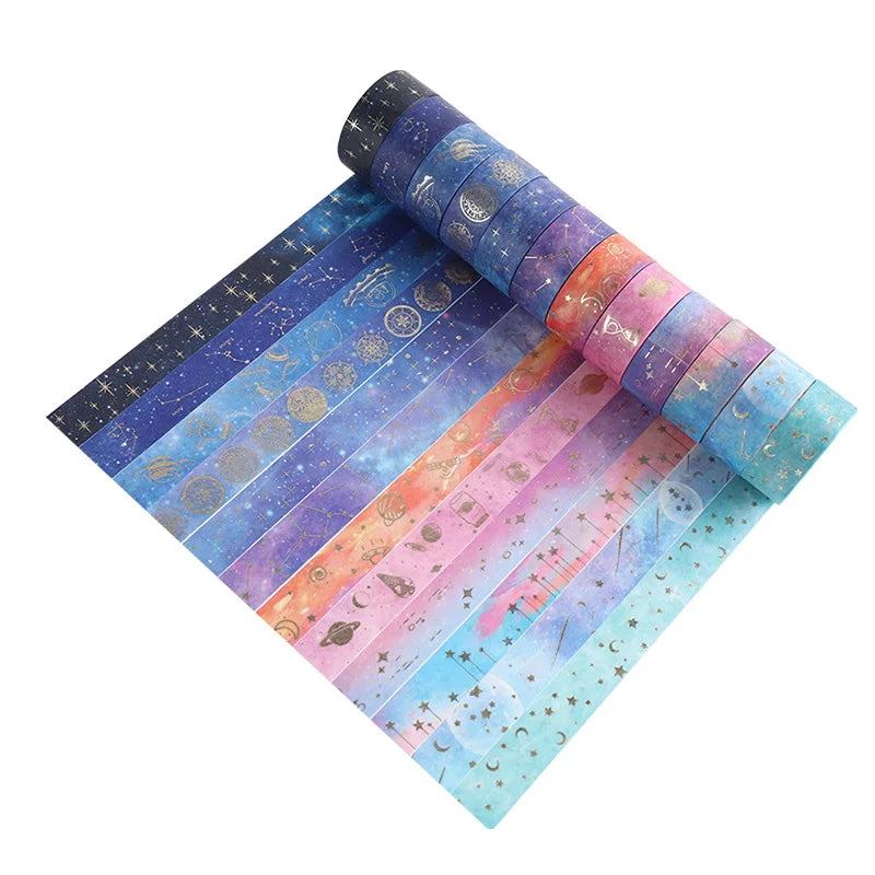 12 Rolls Per box Starry Sky Theme washi Tape Set Galaxy Constellation Pattern Decoration Stickers