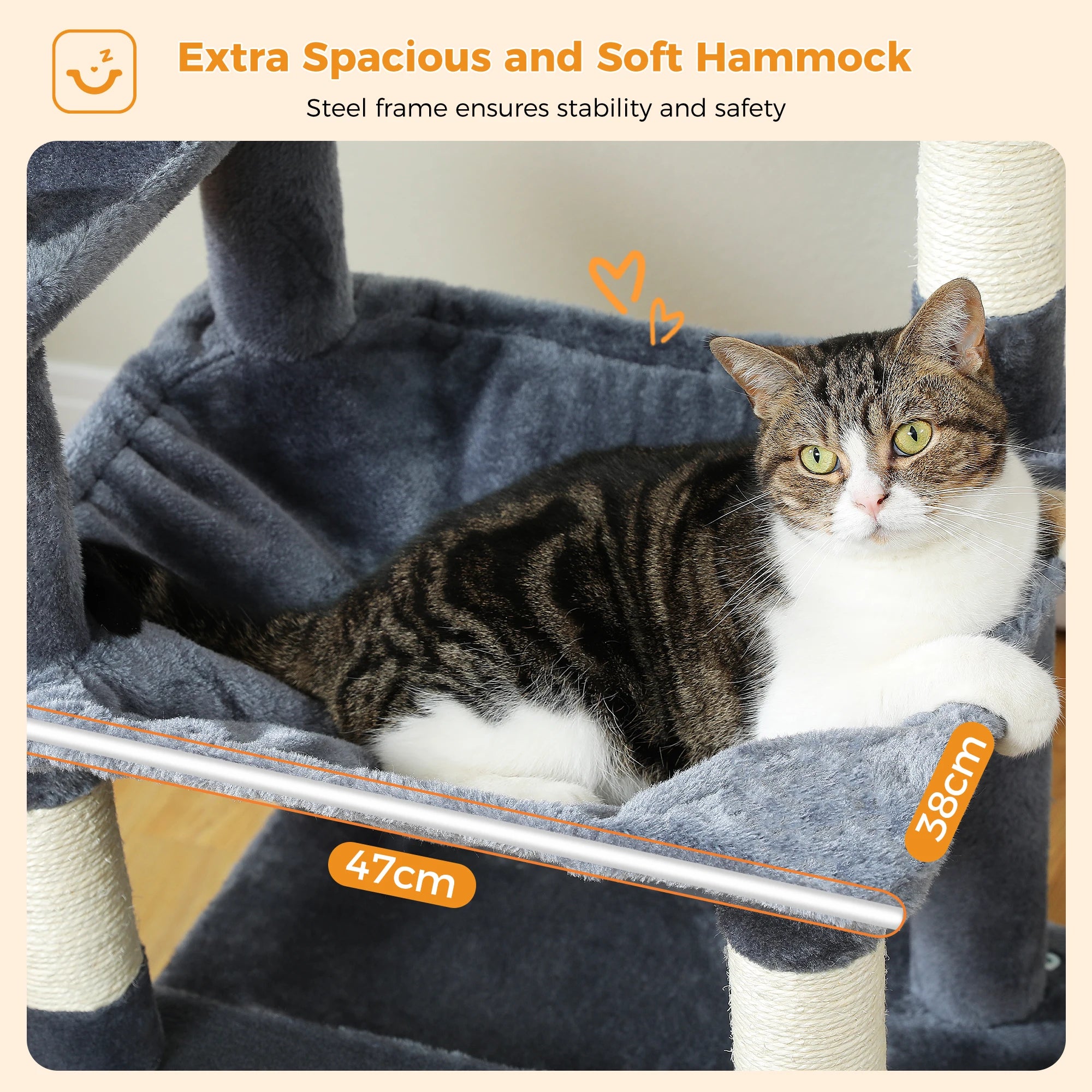 Tall Cat Tree with Scratching Posts Spacious Hammocks Large Condos Large Cat Tower for Indoor Cat Scratcher Cat Toys Accessories