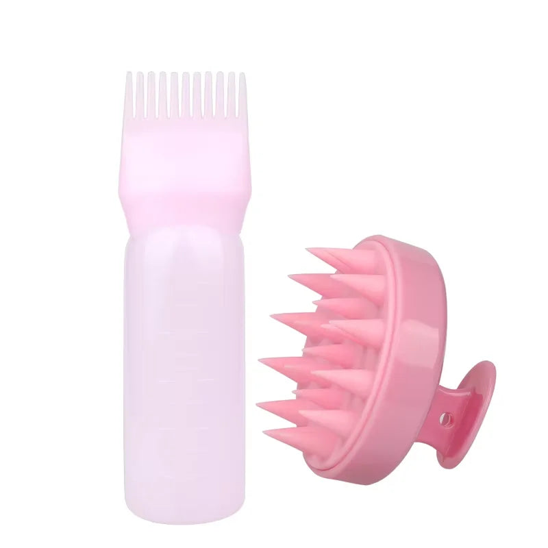 2-piece comb set, root comb application bottle, soft silicone hair brush, scalp exfoliation, massage, suitable for home salon