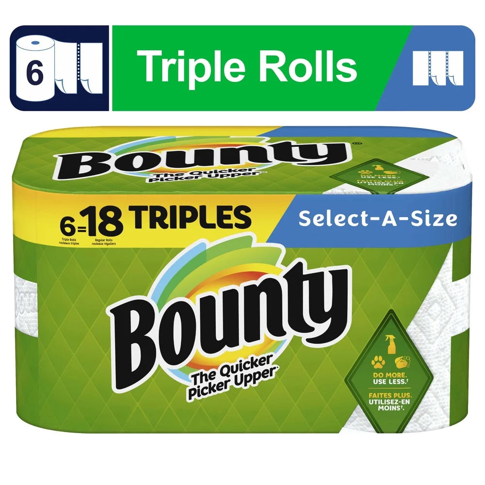 Select-A-Size Paper Towels 6 Triple Rolls Super Absorbent Perforated Paper Towels Quick Mess Cleanup Versatile Half Sheets Ideal