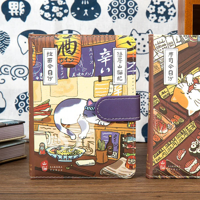 Leisurely Lynx Journal Hot Gold PU Magnetic Buckle Notebook Japanese Creative Style Cat Diary notebook