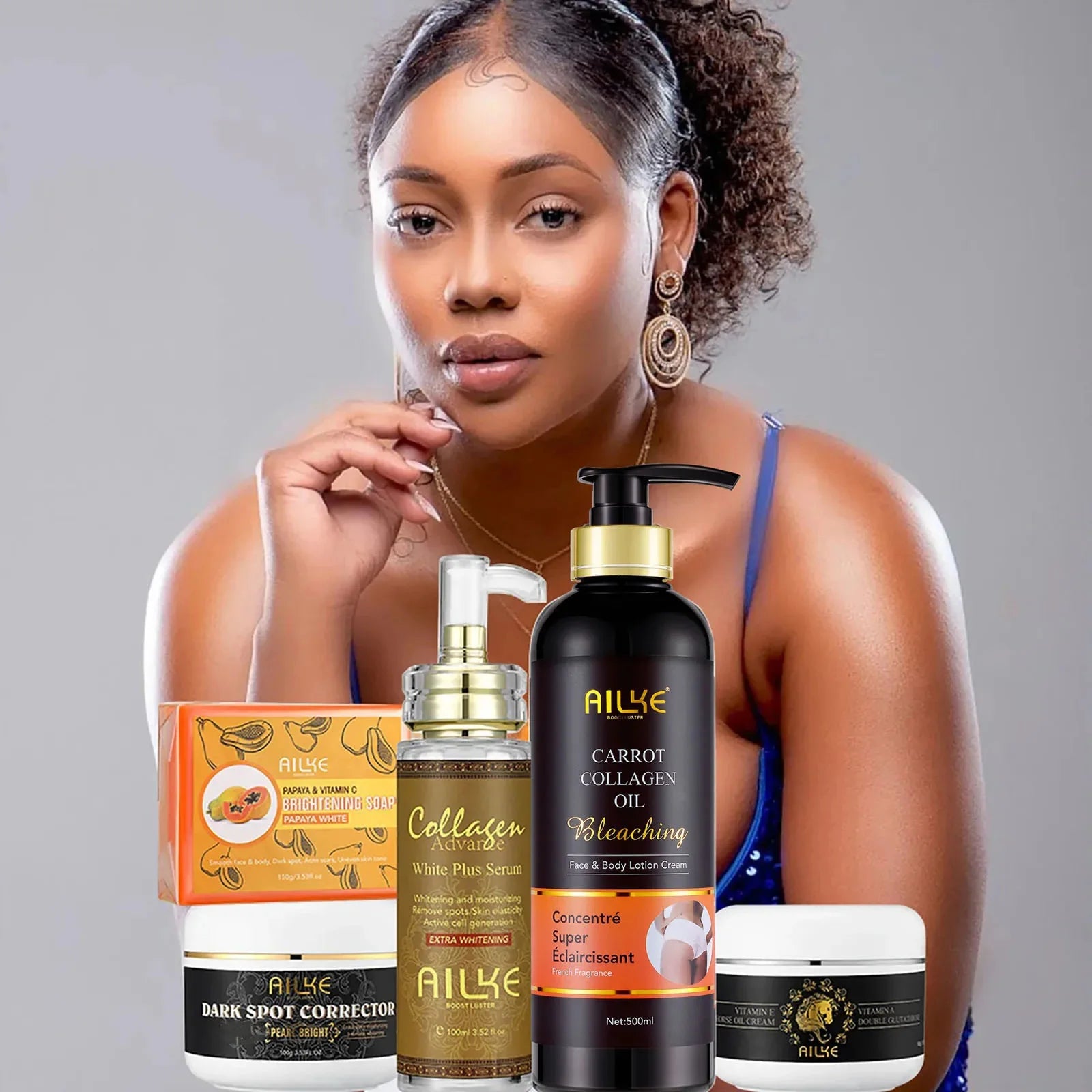 AILKE Collagen Whitening Set, Moisturizer, Hydration, Dark Spot Removal, Brightening Body Lotion, Armpit Whitening Cream