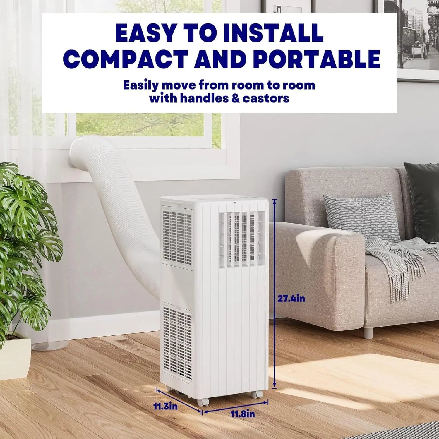 8,000 BTU Portable Air Conditioner, 3-in-1 AC Unit with Cooling, Dehumidifier & Fan, Fast Cooling for Rooms up to 350 Sq. Ft., Remote Control, 24H Timer, Sleep Mode, Window Kit Included, 115V, White