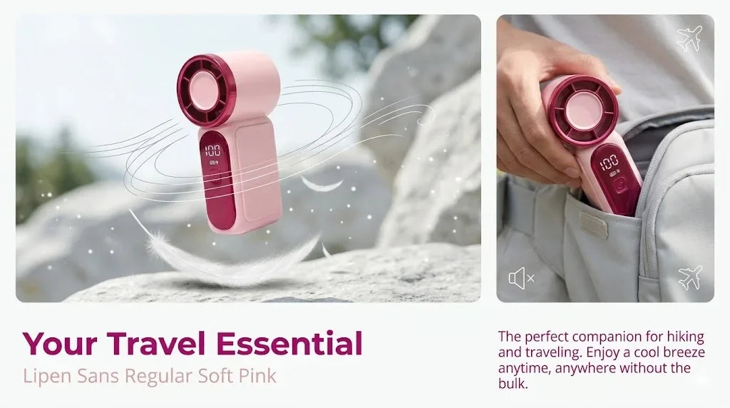 Portable Handheld Mini Fan, 6 Speeds 16900 RPM High Velocity Personal Fan with LED Display, USB Rechargeable, Mini Fan with Lanyard for Makeup, Travel, Outdoor Fan for Women Girl Gift, Pink