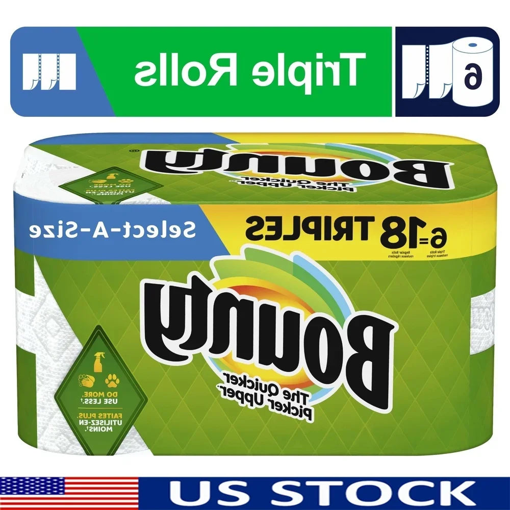 Select-A-Size Paper Towels 6 Triple Rolls Super Absorbent Perforated Paper Towels Quick Mess Cleanup Versatile Half Sheets Ideal