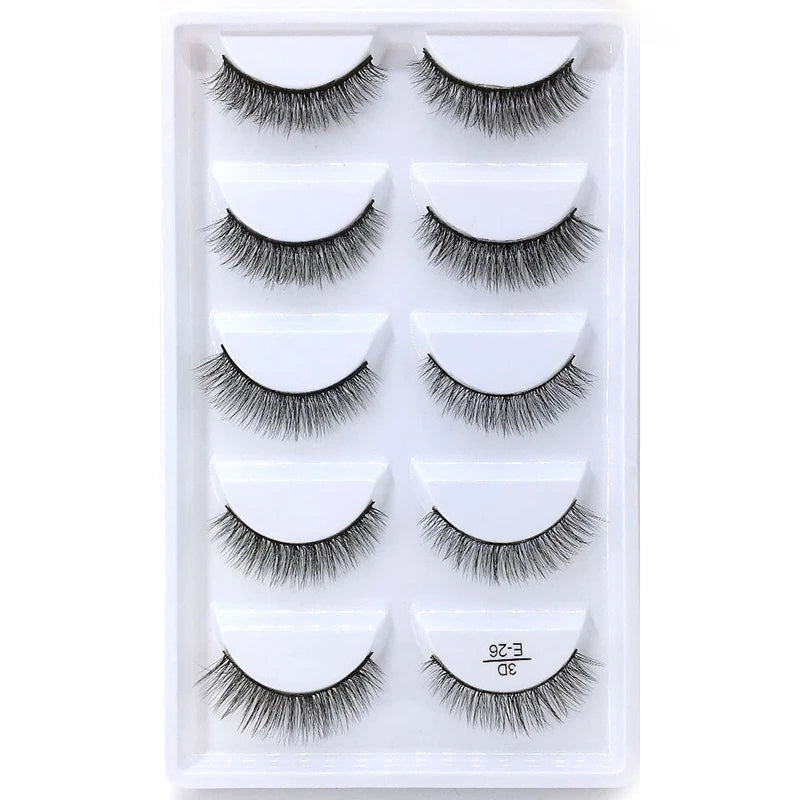 New 5Pairs Handmade 3d Mink Lashes Short False Eyelashes Cross Messy Dense Natural Eye Lashes Stage Makeup False Eyelashes E08