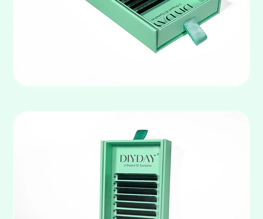 DIYDAY U-shaped 6D Eyelash Extension U-6D W Shape Bloom Dense Faux Lashes U-3D U-4D U-5D Natural Wispy False Mink Eyelashes