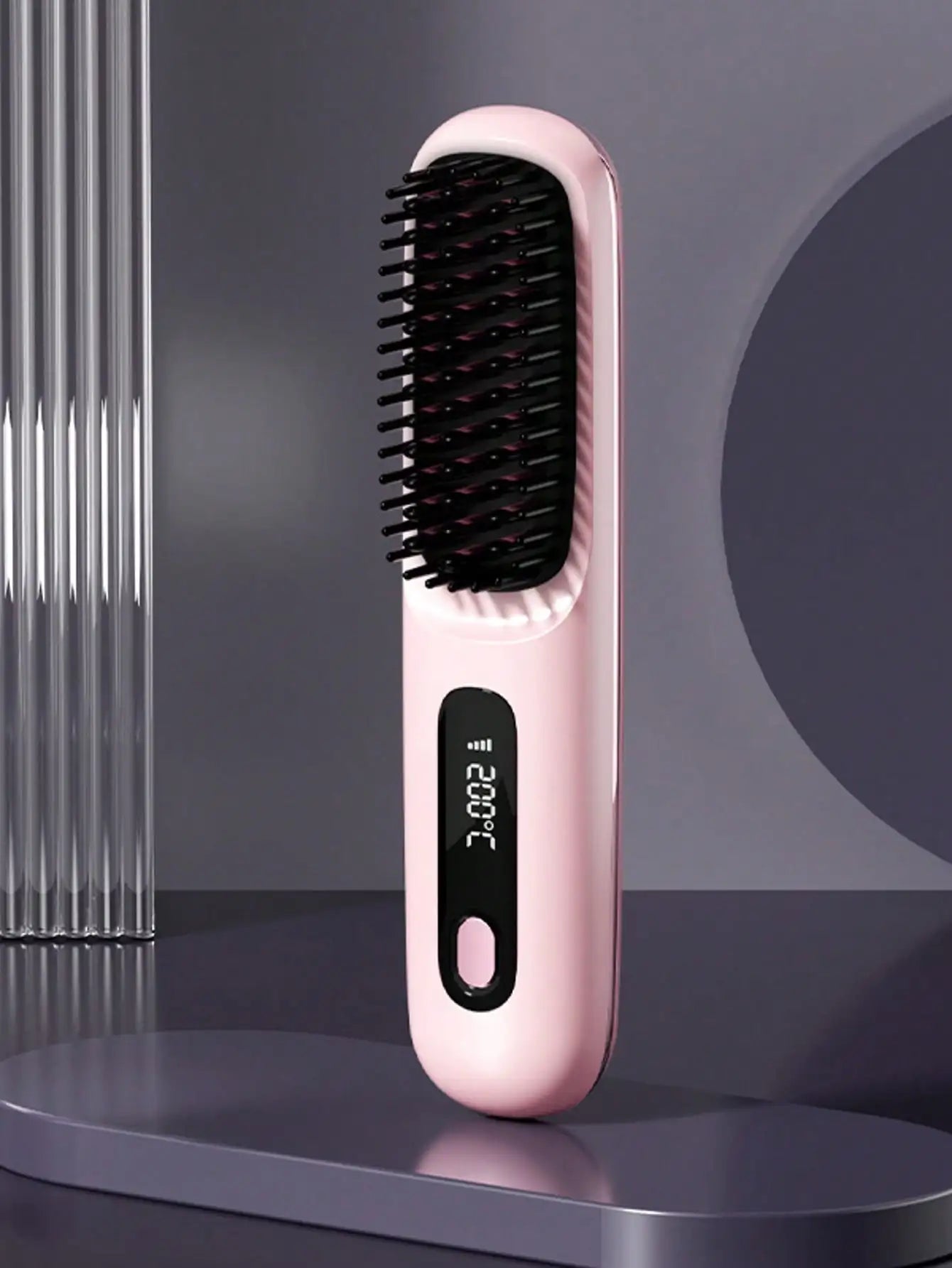 Women's Wireless Portable Hair Straightener, USB Rechargeable Negative Ion Hot Air Straightening Brush, Effectively Smooths Frizz, Makes Hair Shiny And Soft, Anti-Scald Design, 3 Temperature Settings, 30 Seconds Fast Heating,