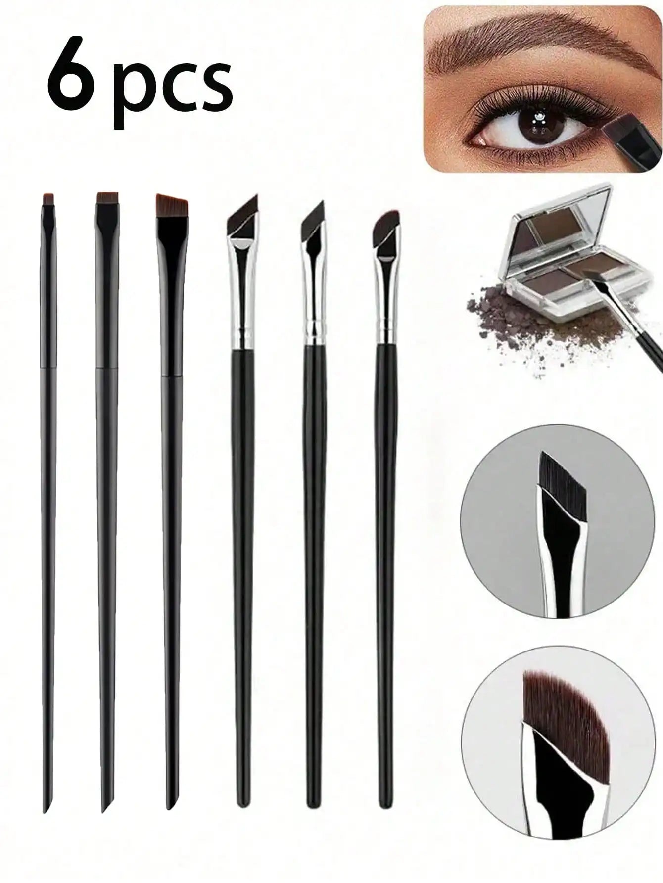 3pcs Makeup Brush Set, Including Angled Eyeliner Brush, Eyebrow Brush, And Ultra-Fine Eyeshadow Brush, Makeup Brush Set, Makeup Brush Kit, Makeup Brush Set, Full Makeup Brushes, Makeup Brush Set, Complete Makeup Tools, Makeup