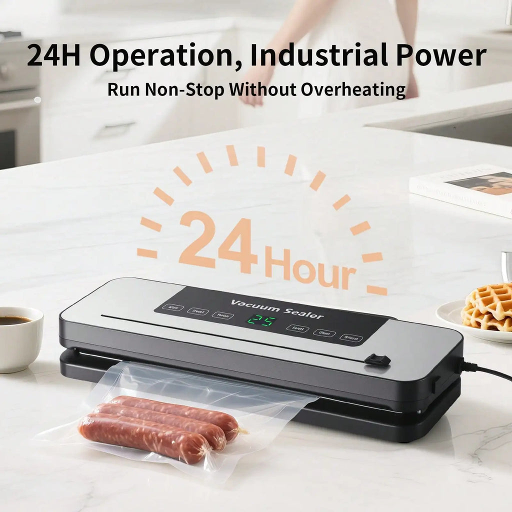 Powerful Vacuum Sealer Machine | Compact Design | One-Touch Automatic | Seal In 10-20 Seconds | Dry, Moist, Wet, And Cold Modes | With 10 Vacuum Bags & Built-In Cutter (Grey)