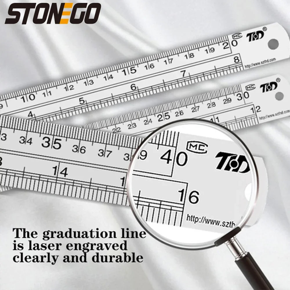 High Precision Stainless Steel Ruler Set 6 8 12 16 20 Inch Double-Sided Metal Measuring Tools for Office and Drawing