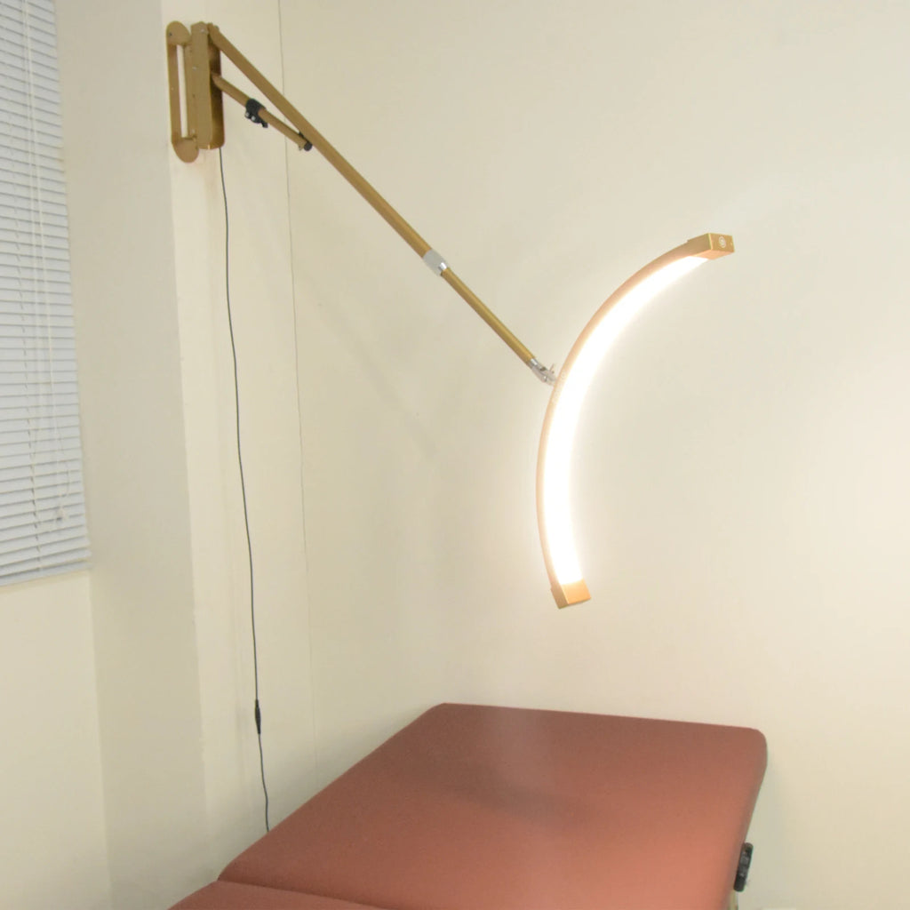 Fosoto Dimmable LED Gold Light wall mount half moon light Fill light for Beauty Salon Makeup Haircut Barbershop eyebrow tattoo