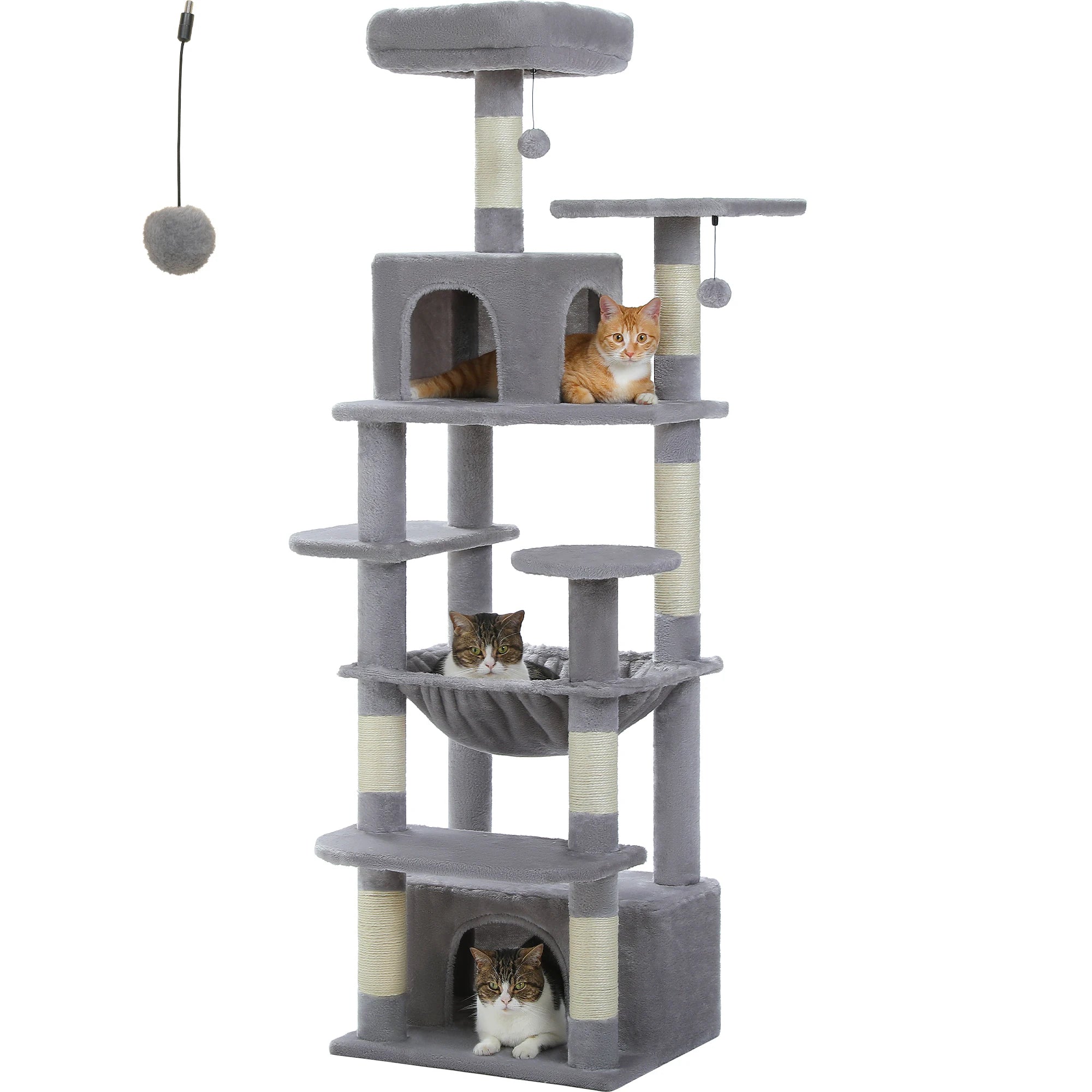 Tall Cat Tree with Scratching Posts Spacious Hammocks Large Condos Large Cat Tower for Indoor Cat Scratcher Cat Toys Accessories
