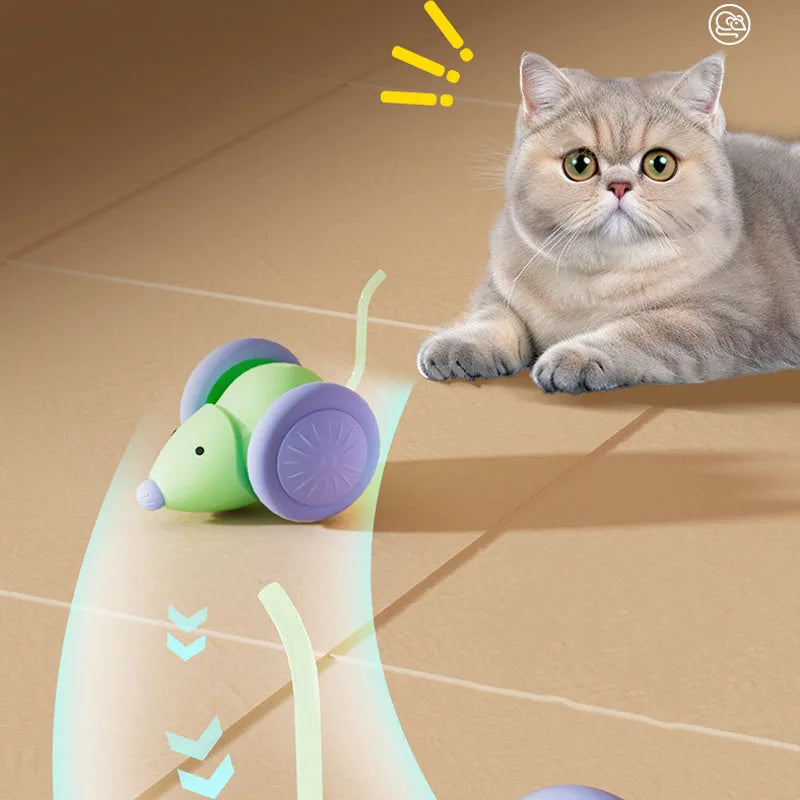 Electric Mouse Car Interactive Cat Toy Rechargeable Automatic Kitten Toy Intelligent Obstacle Avoidance Pet Cat Toy