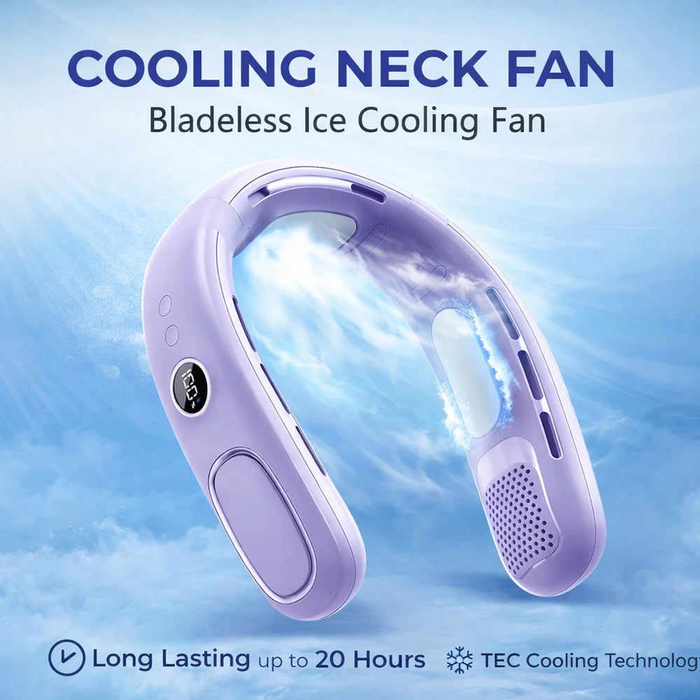 N90 Neck Fan Semiconductor Cooling 5-Speed Bladeless Wearable Fan USB Rechargeable Portable Outdoor Travel Camping