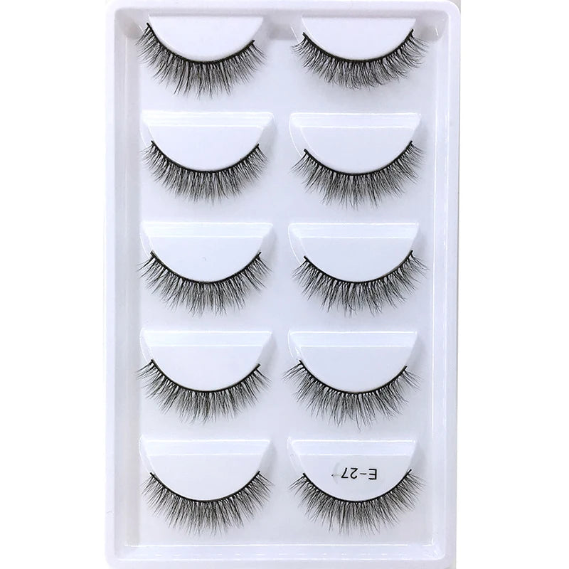 New 5Pairs Handmade 3d Mink Lashes Short False Eyelashes Cross Messy Dense Natural Eye Lashes Stage Makeup False Eyelashes E08