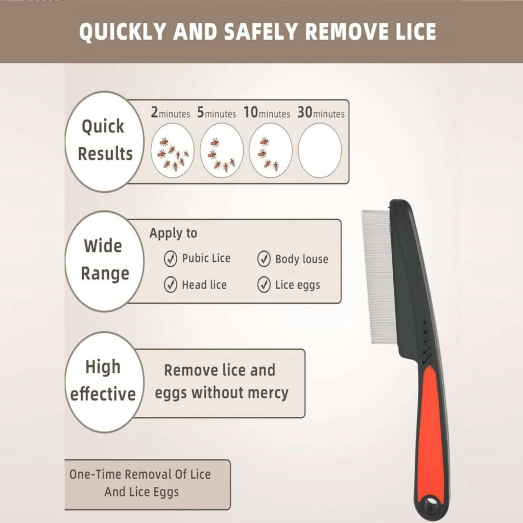 Head Lice Comb Stainless Fine Tooth Comb Professional Lice Nit Removal Hair Comb Multipurpose Dandruff Combs for Human Cat Dog