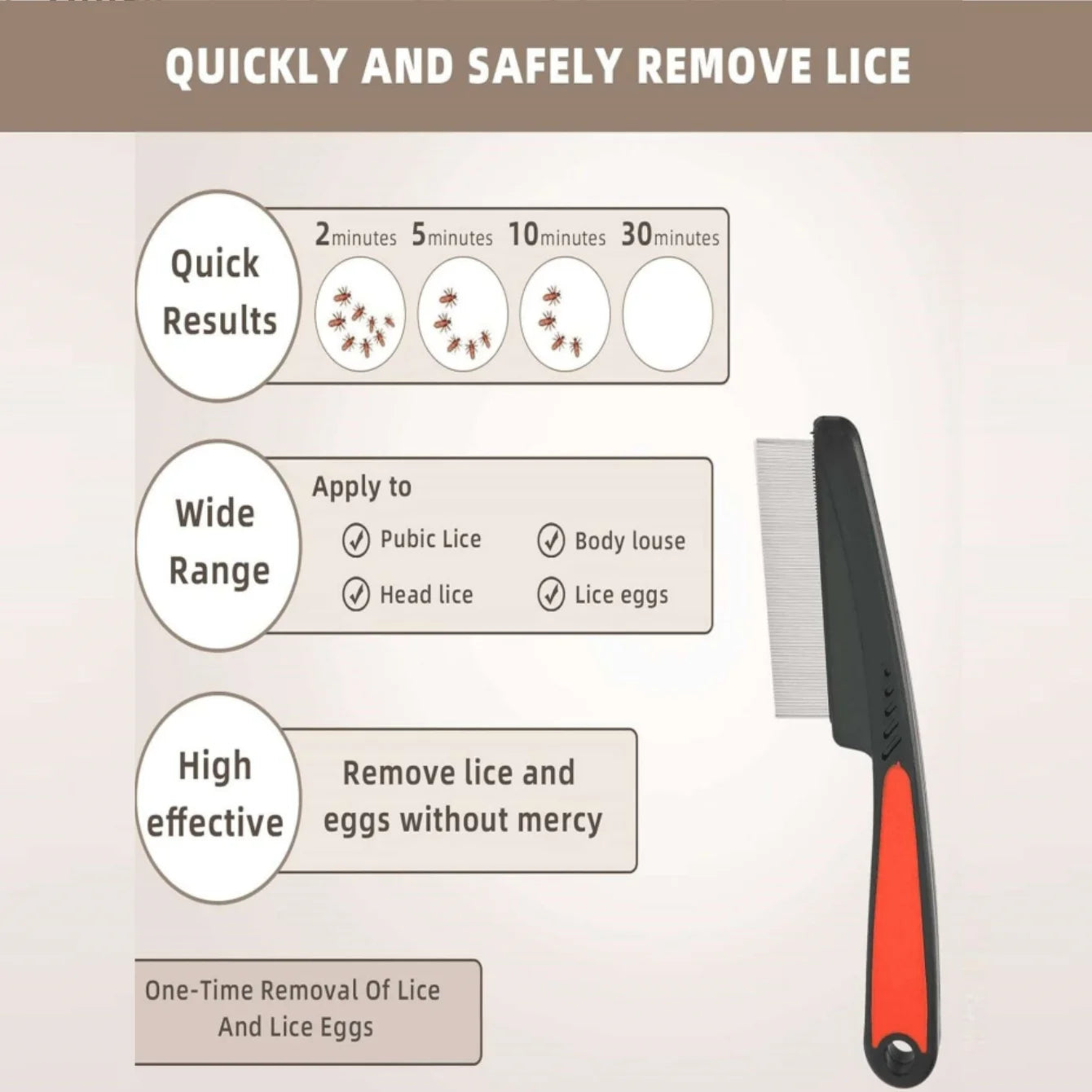 Head Lice Comb Stainless Fine Tooth Comb Professional Lice Nit Removal Hair Comb Multipurpose Dandruff Combs for Human Cat Dog