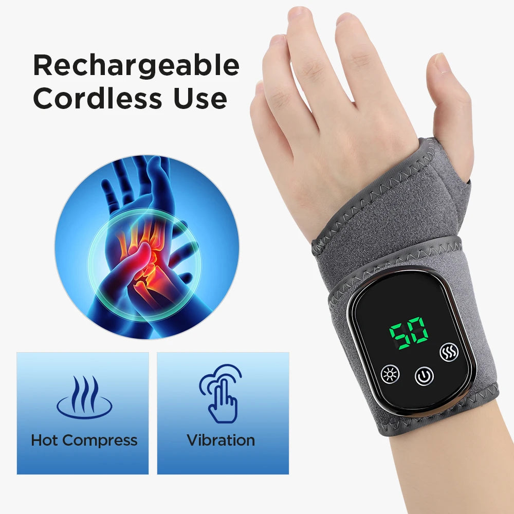Electric Foot Hand Massager 5-Level Far-Infrared Hot Compress Vibrate Heat Ankles Wrist Guard Bracket Joint Portable Relax Timer