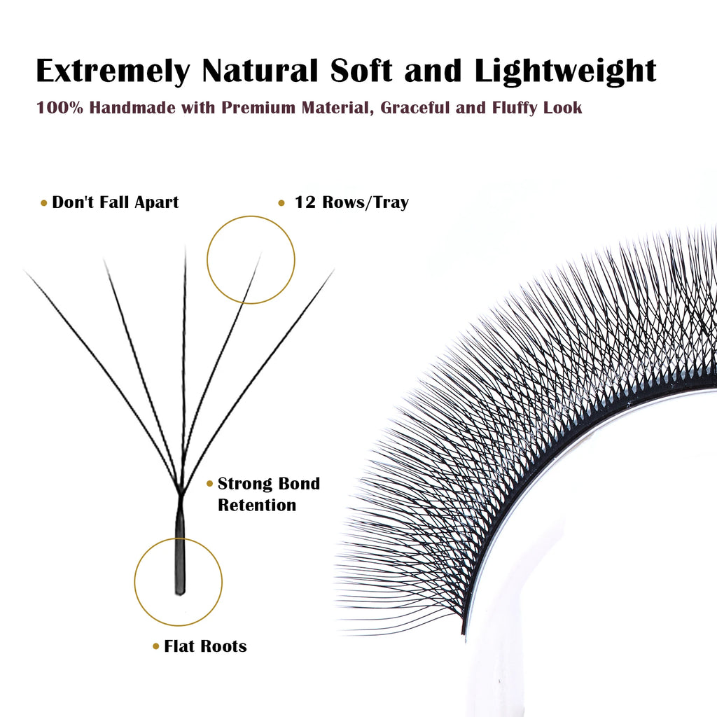DeceMars 5D - W Shaped Eyelash Extension (12line/Tray)