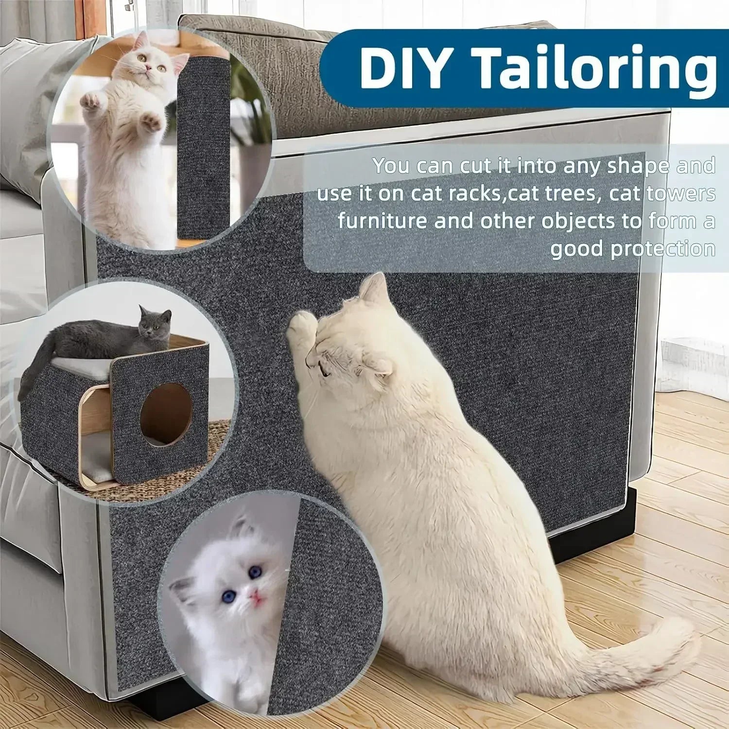 Trimmable Cat Scratch Carpet Self-Adhesive Cat Scratching Board Anti Cat Scratcher Furniture Corner Indoor Sofa Wall Protector