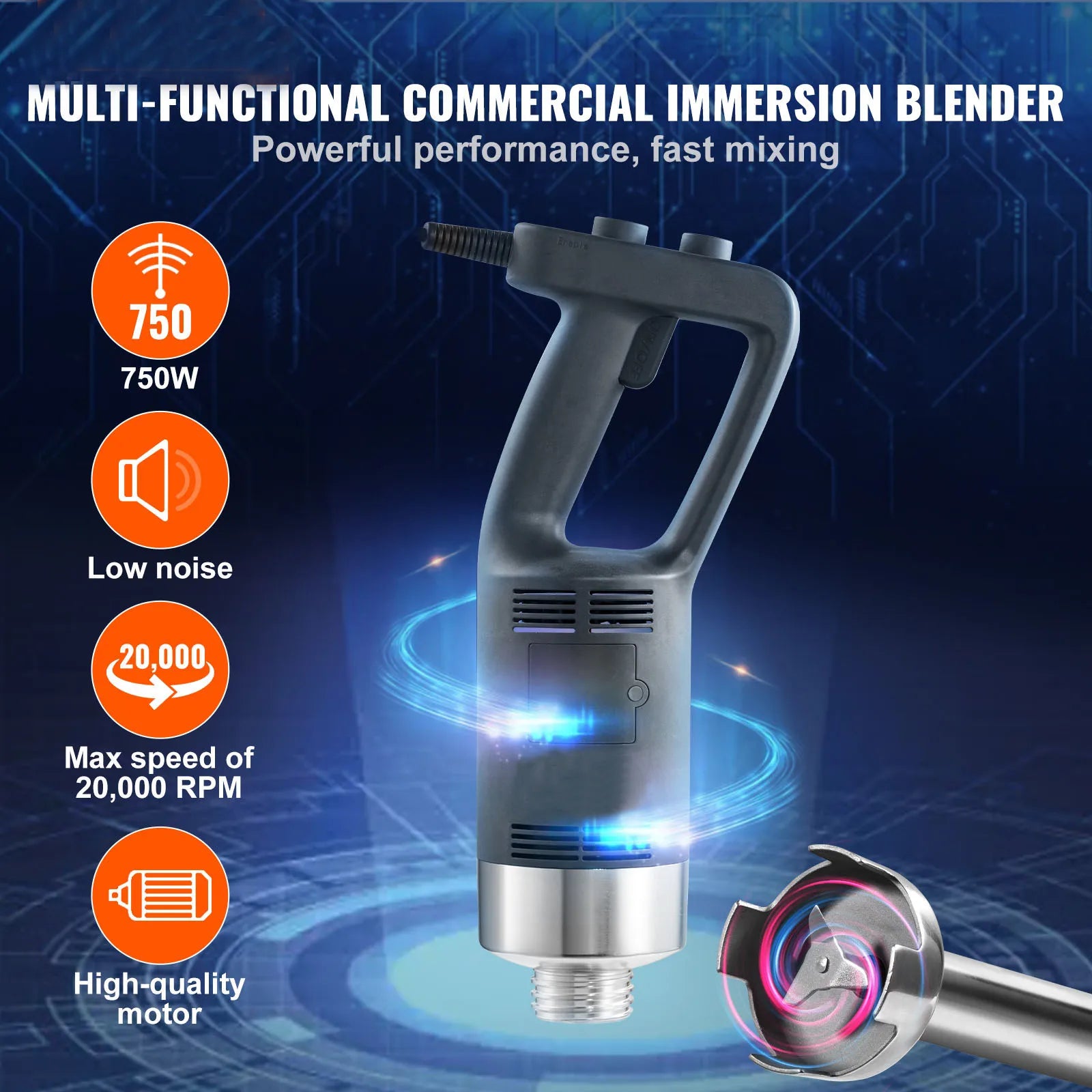 SucceBuy 16" Commercial Immersion Blender Heavy Duty Hand Mixer Multi-Purpose Portable Mixer for Soup Smoothie Puree Baby Food