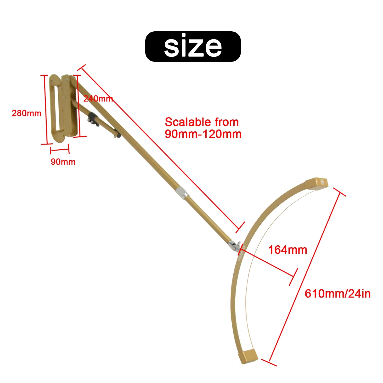 Fosoto Dimmable LED Gold Light wall mount half moon light Fill light for Beauty Salon Makeup Haircut Barbershop eyebrow tattoo