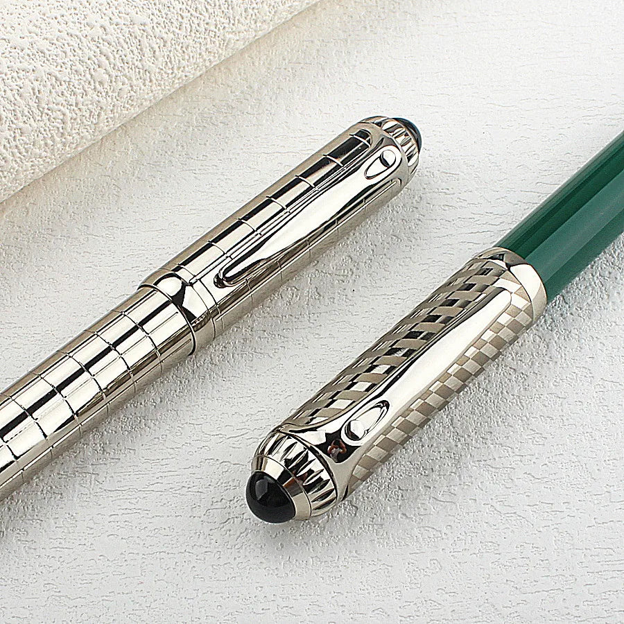 Ballpoint Pens Luxury Writing Stationery High Quality Silver Office Supplies Ink Smooth Rollerball Pen