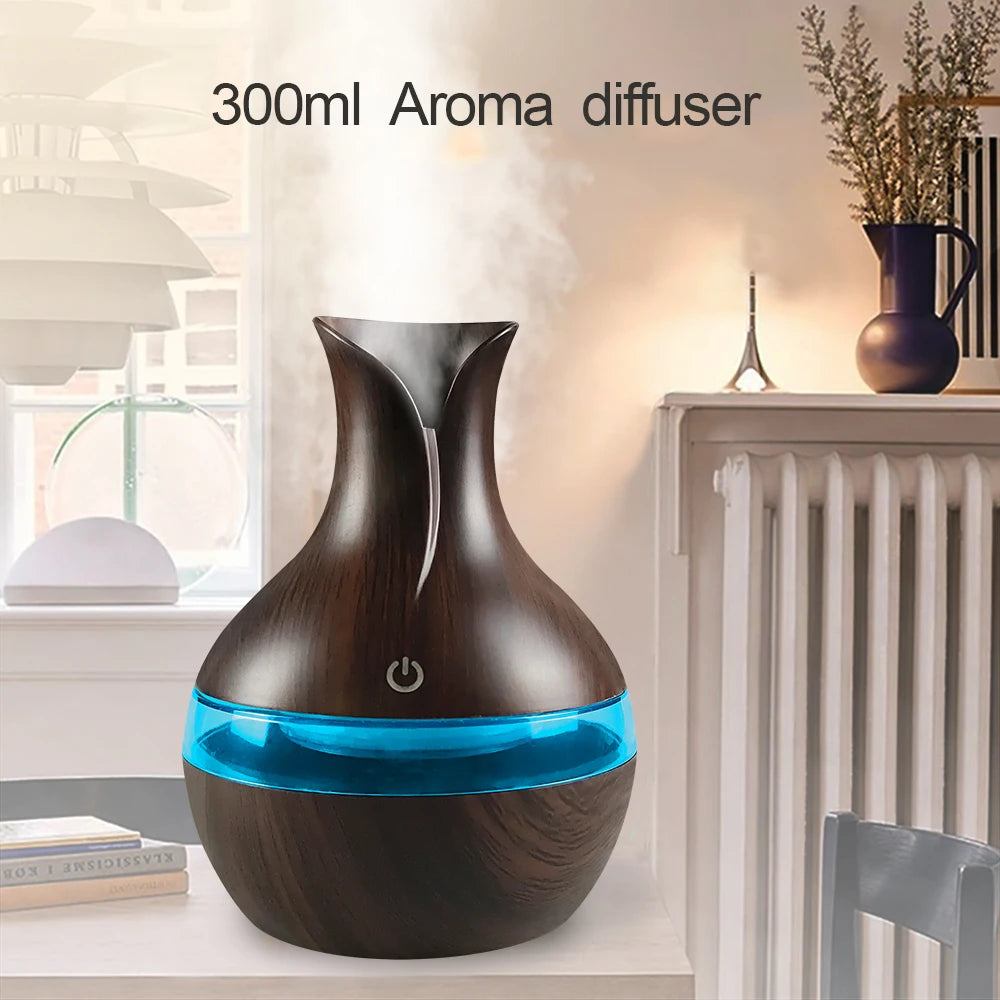 Mini USB Diffuser Air Humidifier with 7-Colors LED night light Aromatherapy Diffuser 300ml Cool Mist Maker for home bedroom