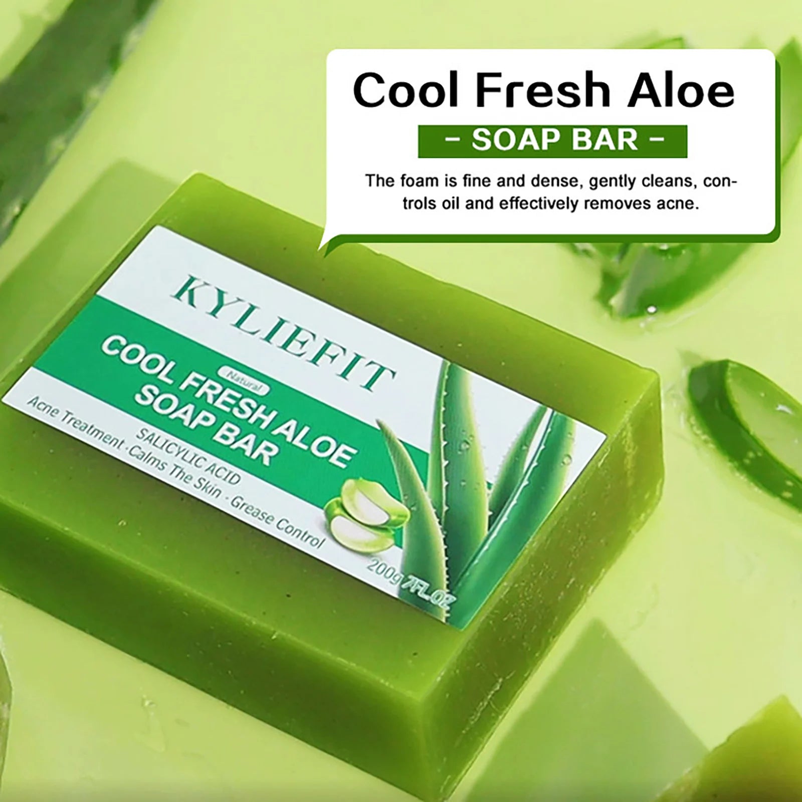 Aloe Brightening Soap Bar, Remove Dark Spots, Sun Spots, Acne, Oil Control, Clean Stains, Exfoliation, For Face and Body, 200g