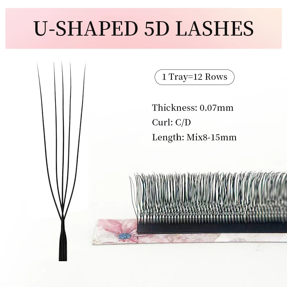 Goddess U Shaped YY 3D 4D 5D Eyelashes Extension Handmade Premium Soft Premade Fan U Lashes Beauty Makeup W Bloom Lashes