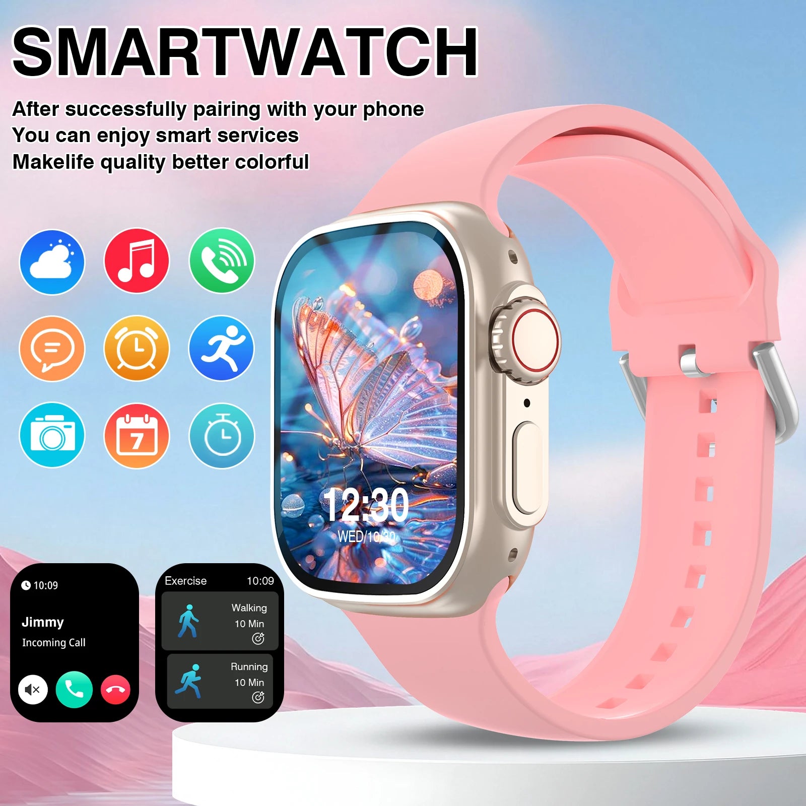 2.01'' Sports Smart Watch Fitness Clock Health Monitor Waterproof Smartwatch Wireless Call Watches for Men Women IOS Xiaomi 2026