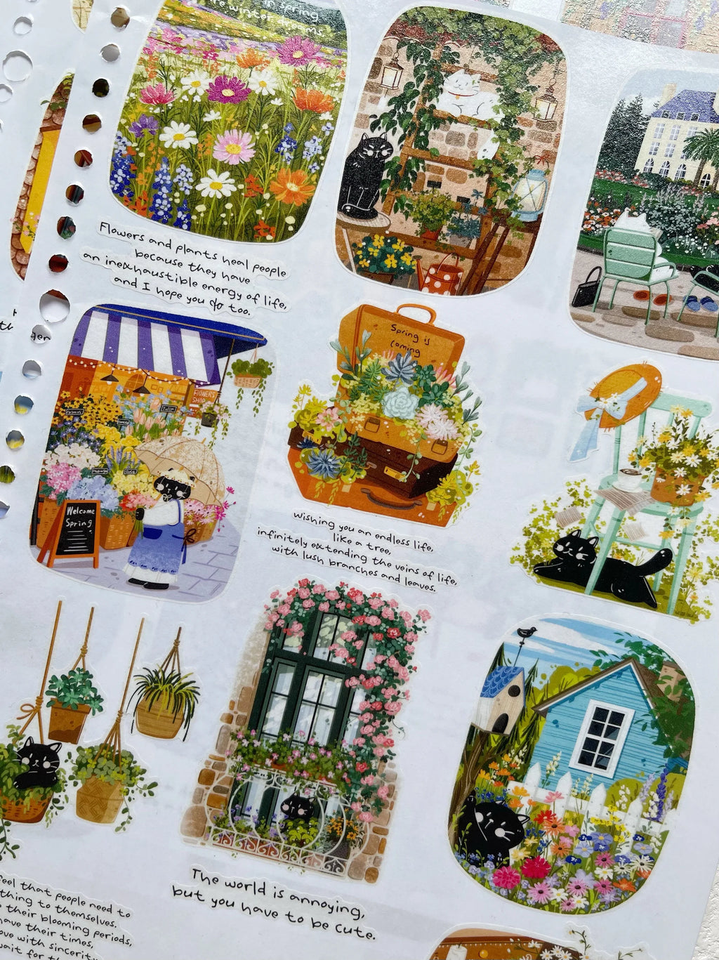 Scenic Cat Washi Tape - Spring Field Design, Full Roll For Planner