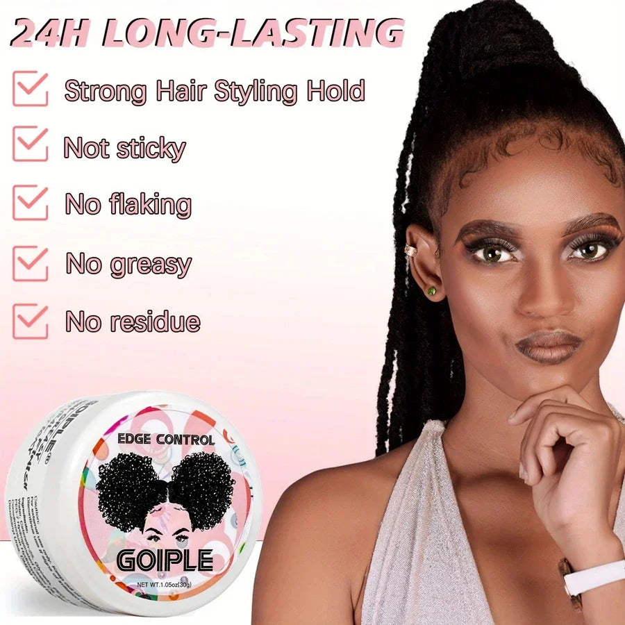 GOIPLE 30g Women Edge Control Wax Kit Non-Greasy Styling Gel Small Size Long Lasting Slick Flyaways Hairline Gel with Brush Kit