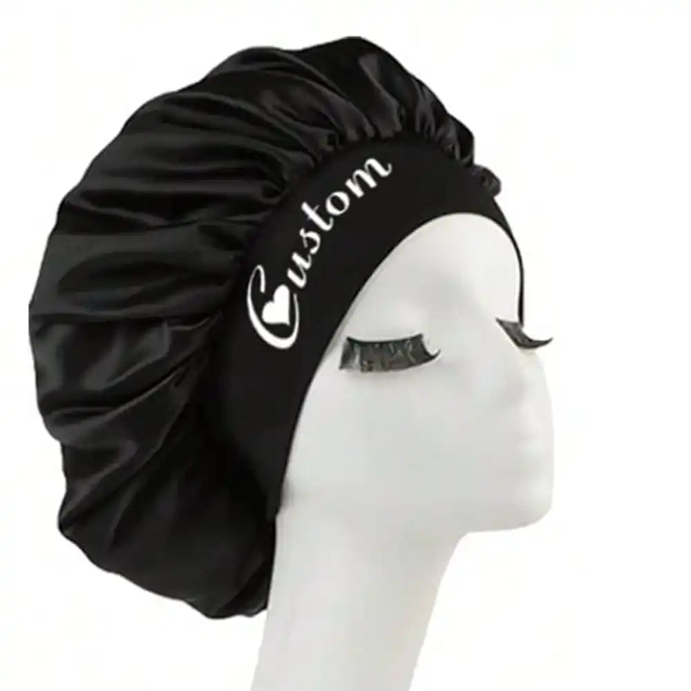 Custom Name Silk Bonnet For Sleeping, Personalized Satin Hair Bonnet For Curly Hair, Customizable Sleep Cap, Large Silk Bonnet For Hair Protection, Customized Gift For Bridesmaids And Bridal Party