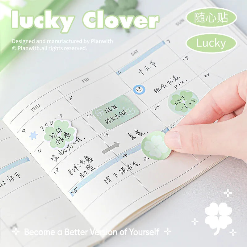 MINKYS Four Leaf Clover Binder Index Sticky Paper Planner Index Sticker List Handheld Memo Pad School Stationery Supplies