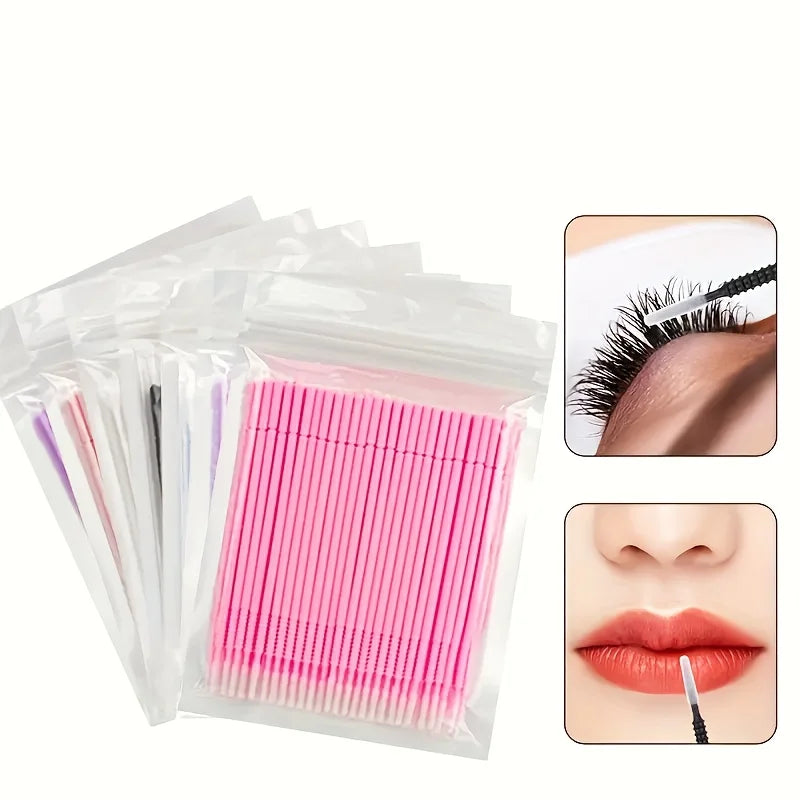100Pcs Disposable Micro Cotton Swabs Lash Extension Cleaning Brush Household Salon Makeup Supply