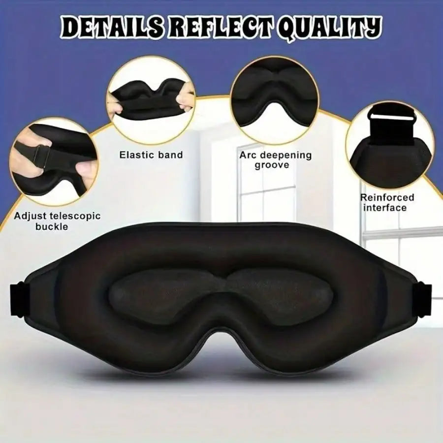1-Pack 3D Contour Sleep Mask, 100% Blackout, Adjustable Strap, Soft Breathable For Side Sleepers, Travel/Night Shift/Deep Sleep