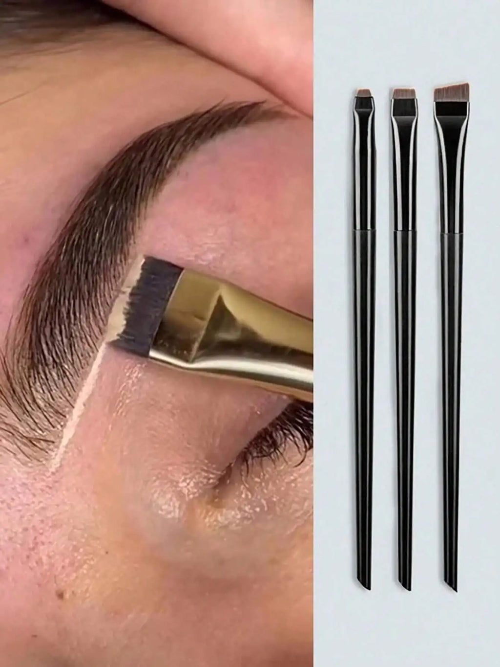 3pcs Makeup Brush Set, Including Angled Eyeliner Brush, Eyebrow Brush, And Ultra-Fine Eyeshadow Brush, Makeup Brush Set, Makeup Brush Kit, Makeup Brush Set, Full Makeup Brushes, Makeup Brush Set, Complete Makeup Tools, Makeup
