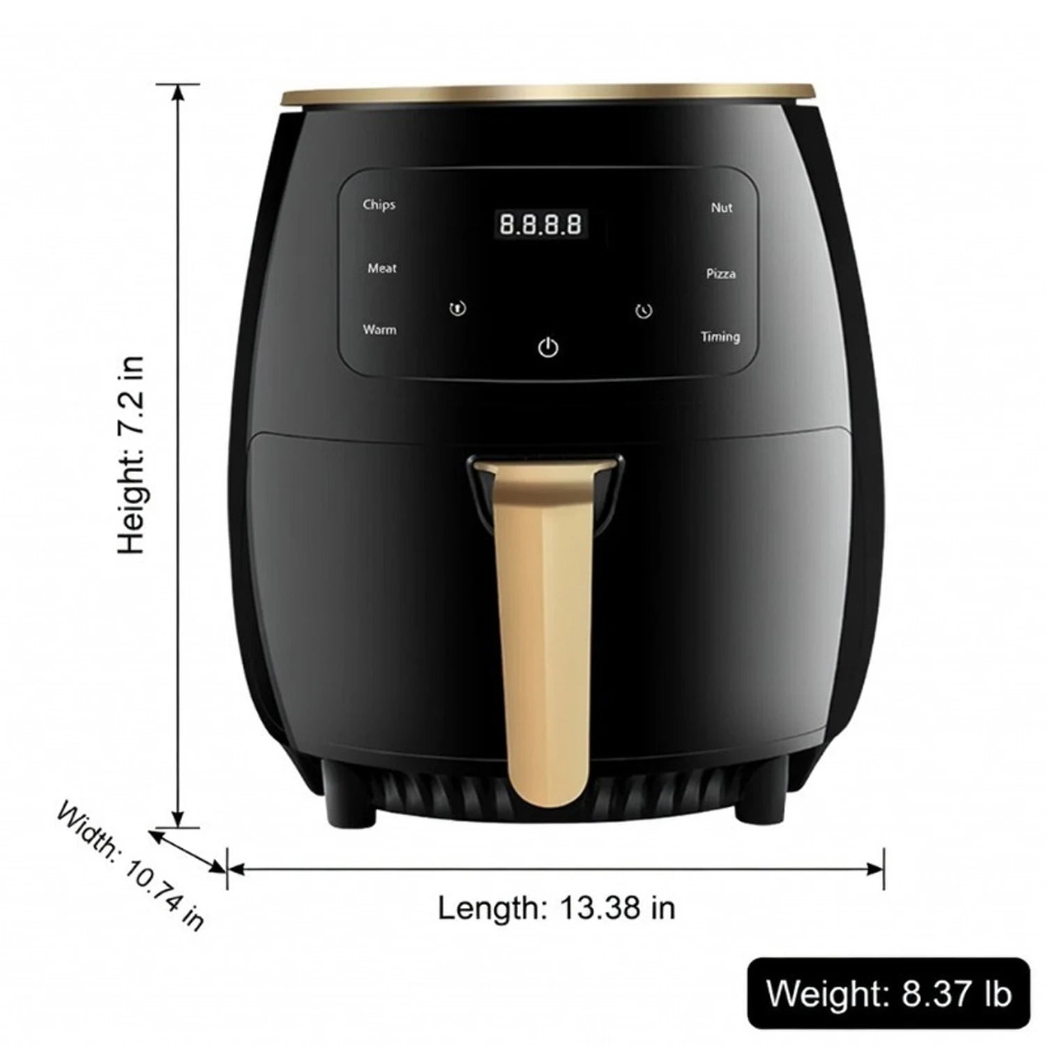 Large capacity air fryer, American standard plug, multifunctional, capable of frying, baking, roasting, heating food, with LED digital touch screen, intelligent cooking hot air fryer, easy to clean baking basket