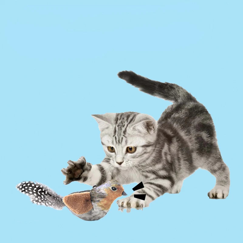 Hot lifelike Bird Vivid Cat Toys Pet Catnip Simulation Molding Cat Teaser with Feather Soft Plush Fabric Toys for Kitten