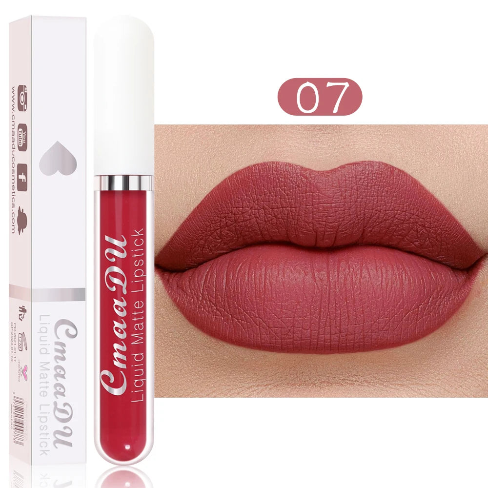 CmaaDu 1 Pcs Matte Lip Gloss Liquid Lipstick- Lip Stains with Long-Lasting Waterproof,  Adult Age Range, Red Tones Easy to Color